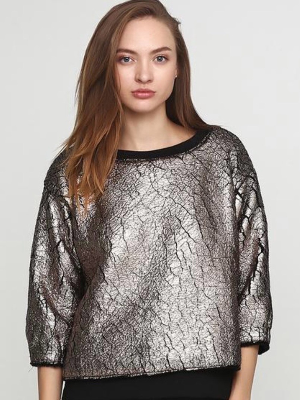 Karen By Simonsen Demeur Gold Metallic Sweater